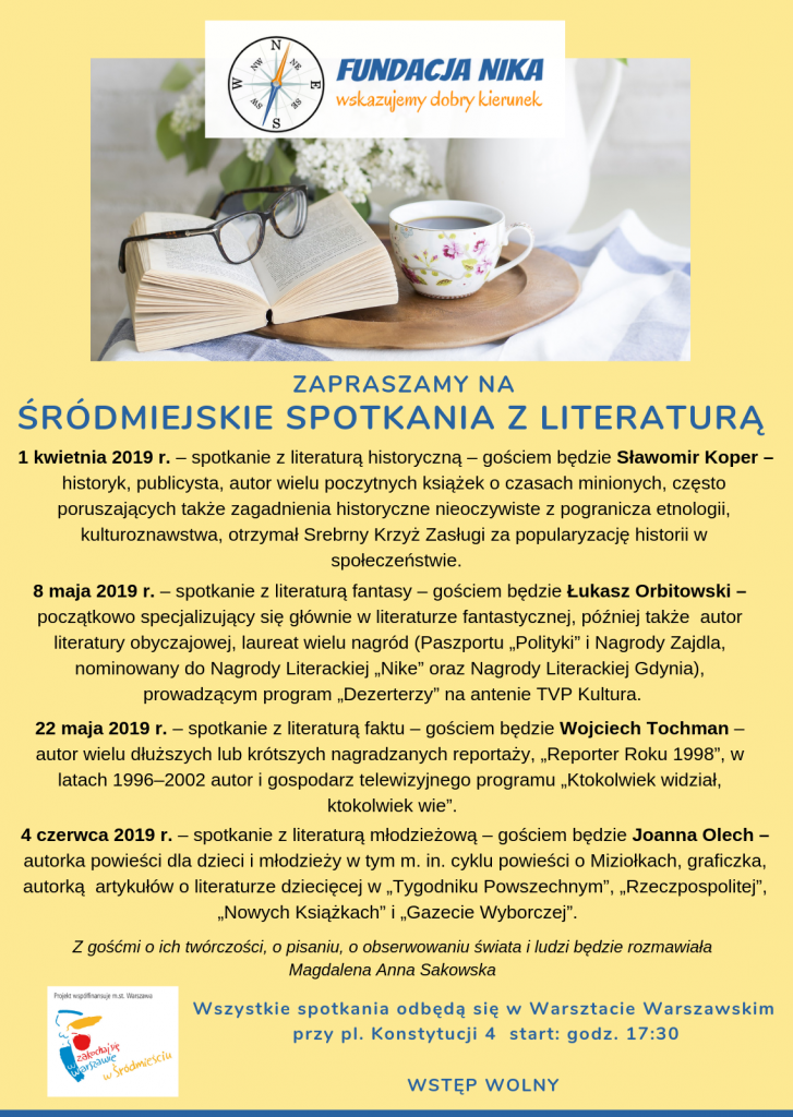 plakat informujący o projekcie Śródmiejske Spotkania z Literaturą