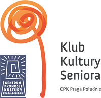 logo Klubu Kultury Seniora pomarańczowy kwiat na białym tle
